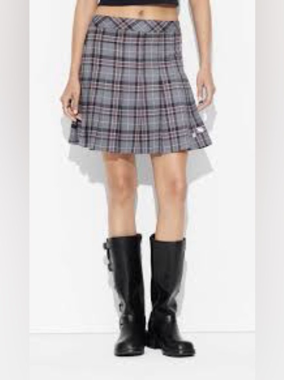 Beetlejuice Astrid Gray Plaid Skirt Uniform Size Large Skort Pleated Women